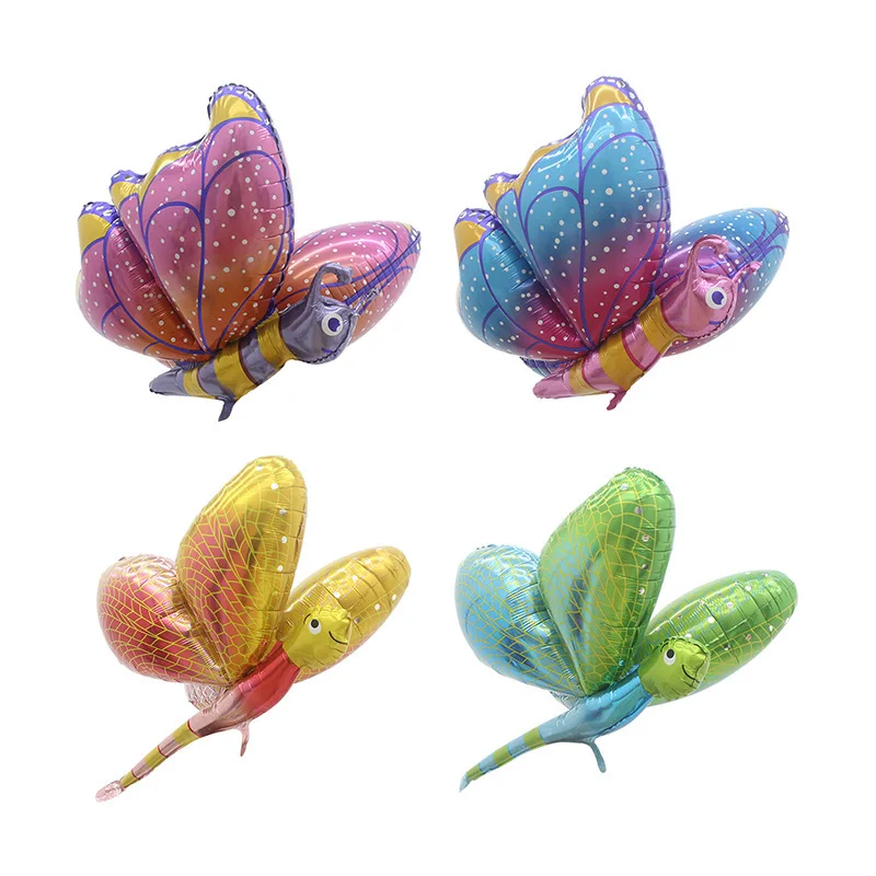 

4d-бабочка Стрекоза алюминиевая пленка плавающая воздушная тема Большая трехмерная перезаряжаемая гелиевая фотография на день рождения