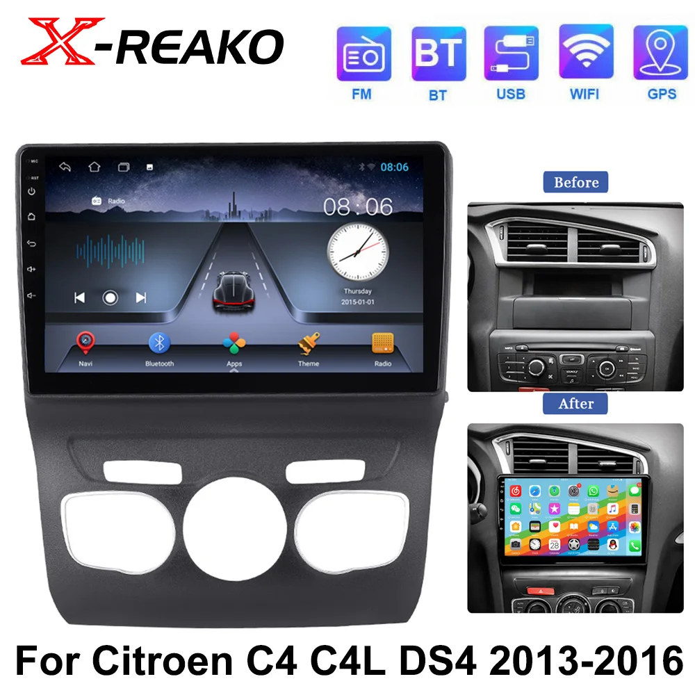 

X-REAKO 2Din Android 12 автомобильное радио MirrorLink Bluetooth GPS навигация автомобильный мультимедийный плеер MP5 для Citroen C4 C4L DS4 2013-2016