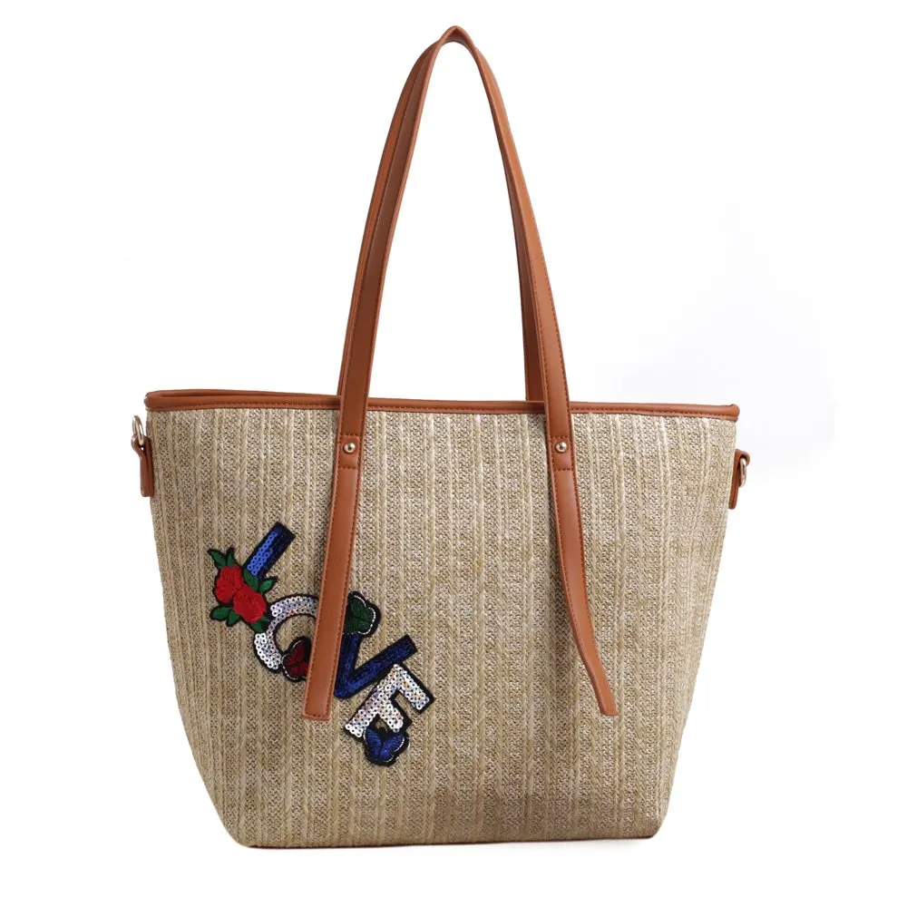 

Новая коллекция 2023, женские от Mia K. Тканая пляжная сумка-тоут Hampton, быстрая доставка