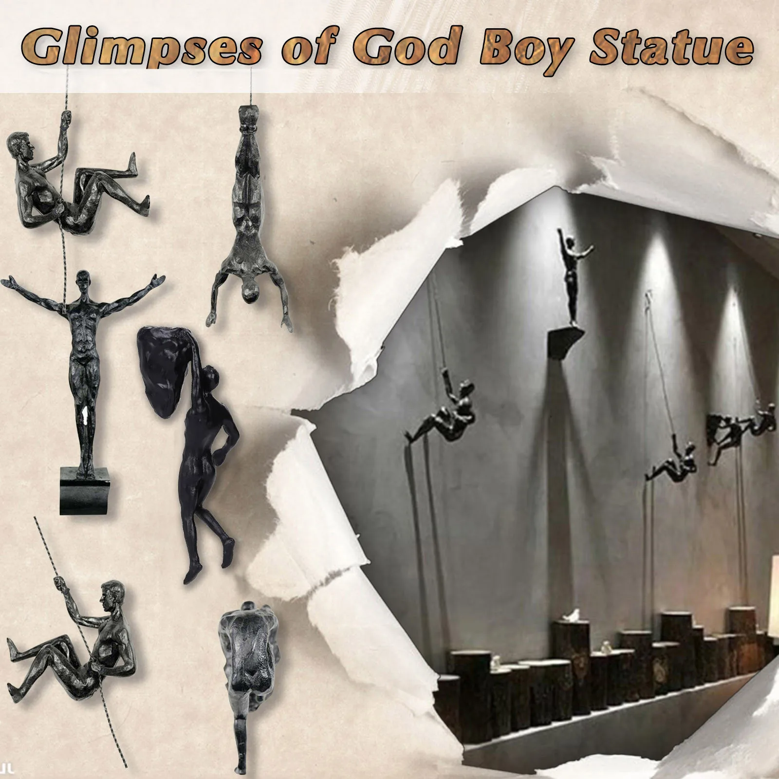 

Подвесная статуя, фоновое украшение на стену, подвесной персонаж для скалолазания, домашний декор, роспись, скалолазание, статуя, полимерно...