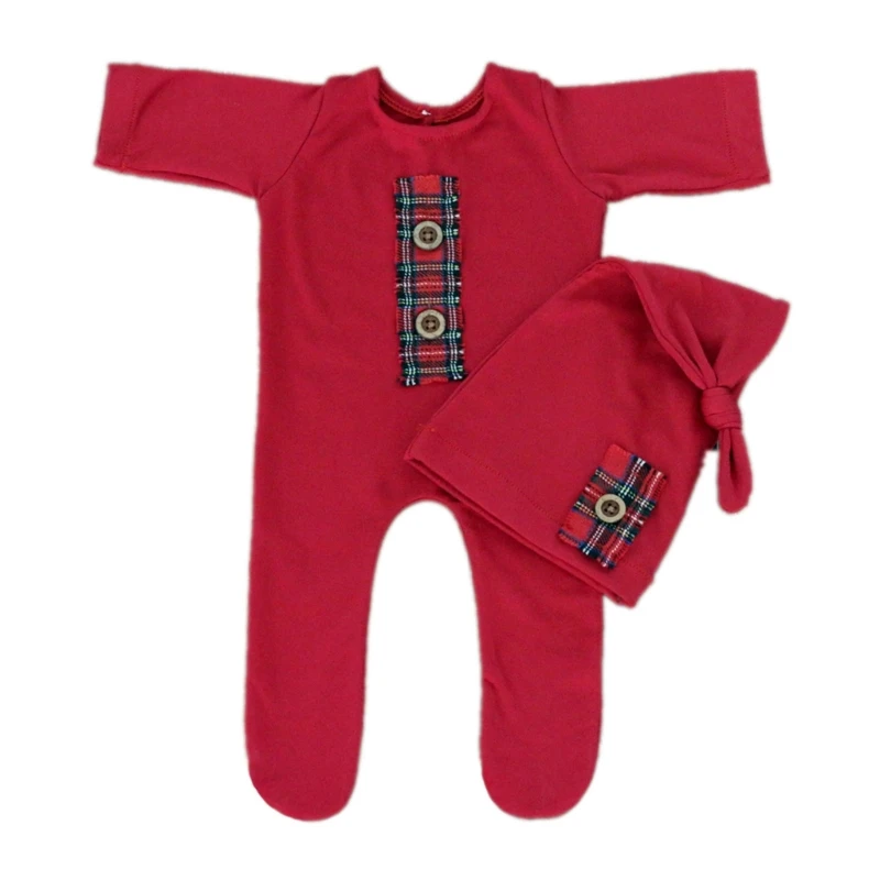 

Photo Shooting Props for Baby Girls Newborn Infant Hat & Jumpsuits Red T-Shirt Christmas Costume Rompers Festival Outfit