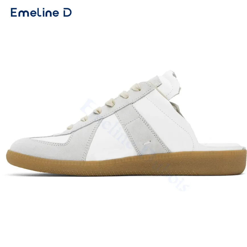 Черно-серые тапочки с закрытым носком в тон кожаная повседневная обувь со