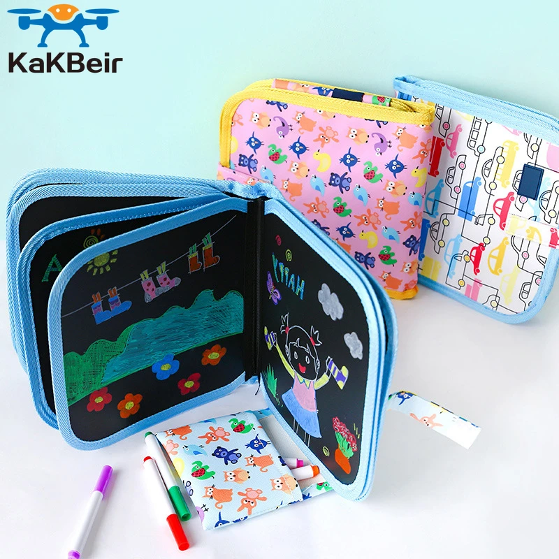

Children Magic Blackboard Educational Child Games Coloring Books Kids Toys To Draw 6 Pages Erase Boards with Water Chalk Pens