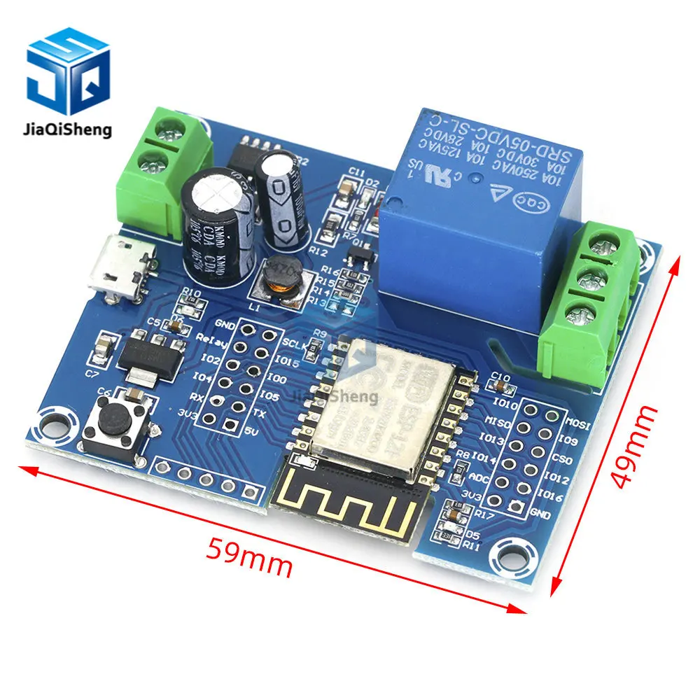 AC/DC-DC5V-80V ESP8266 беспроводная WIFI однорелейный модуль ESP-12F WIFI макетная плата для Arduino