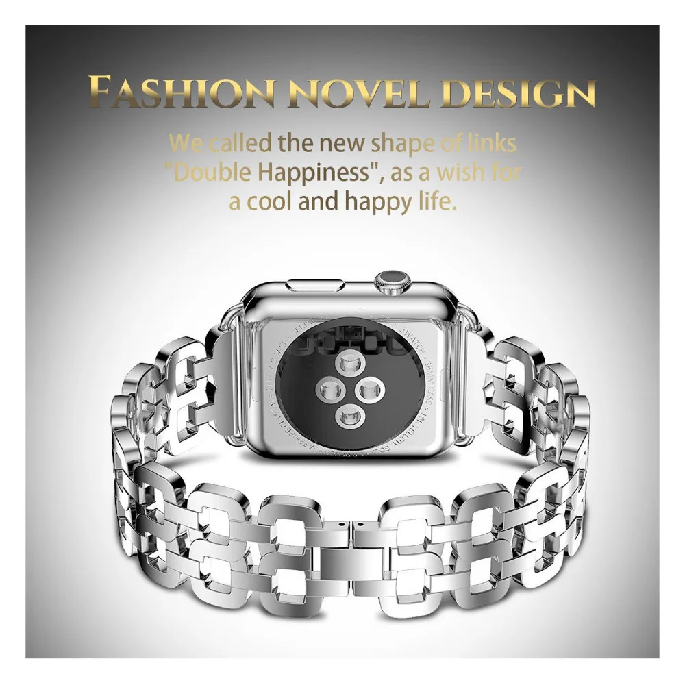 For Apple watch band 45mm 41mm 44mm 40mm 42mm 38mm stainless steel metal strap Link bracelet iwatch 7/6/5/4/3/2 wrist watchband