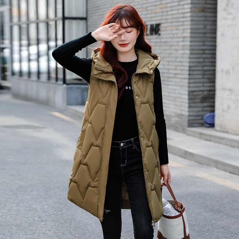 

2023 New Autumn Winter Women Down Cotton Vest Jacket Thicken Korean Loose Sleeveless Outcoat Female Pocket Waistcoat Tops 3XL