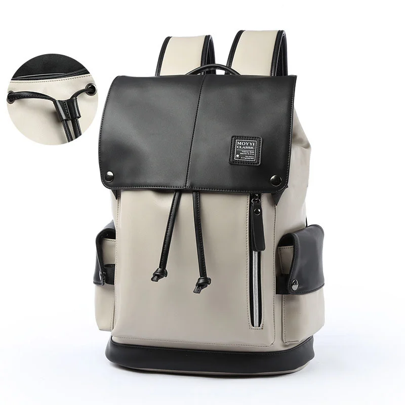 

Man Backpack PU Leather USB Recharging Laptop School BaG Male Waterproof Travel Multi-color backpack Casual Quality Bag