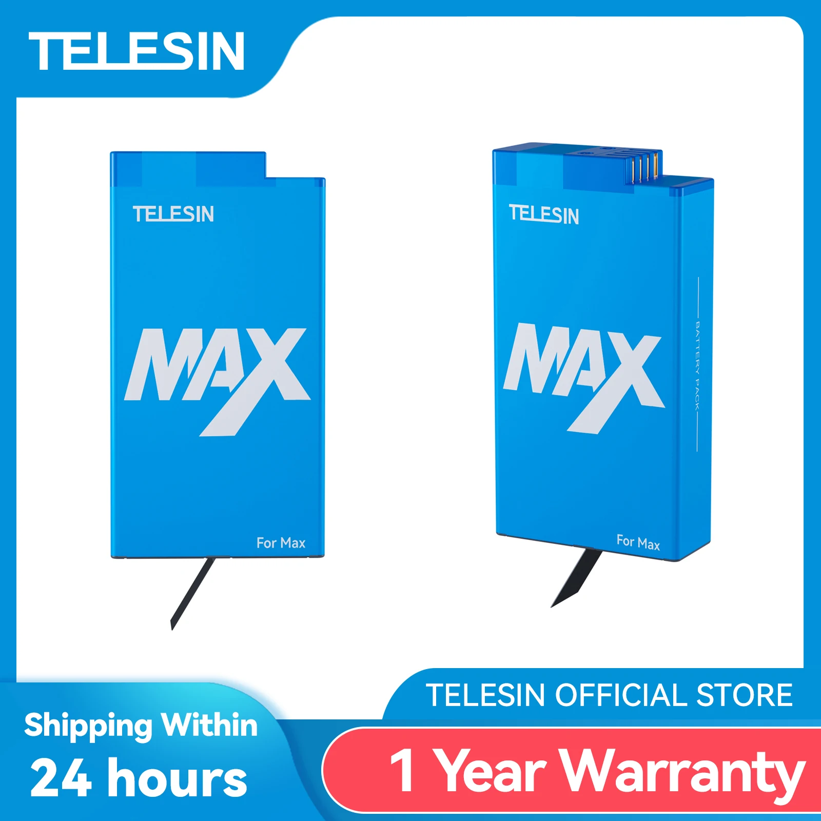 TELESIN 1600mha Battery For Gopro max Battery Rechargeable Lithium Battery for Gopro Max Action Camera Batteries Accessories