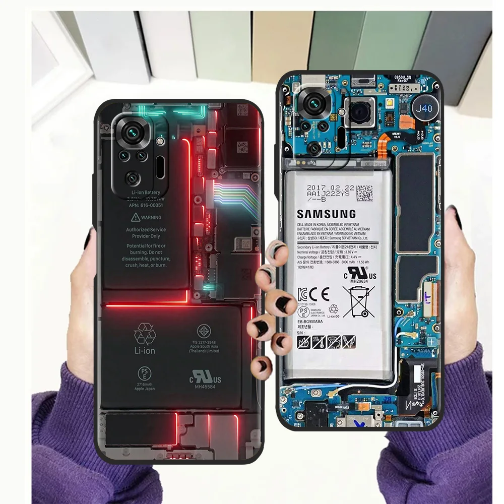 

Main Circuit Board Phone Case Cover For Redmi Note 11 Pro K40 Gaming 7 8 8T 9 8A 9A 9C Note 9S 10 Pro Soft Shockproof Shell TPU