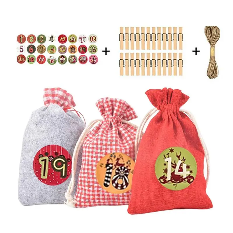 

24 шт., Подарочная сумка на шнурке с календарём