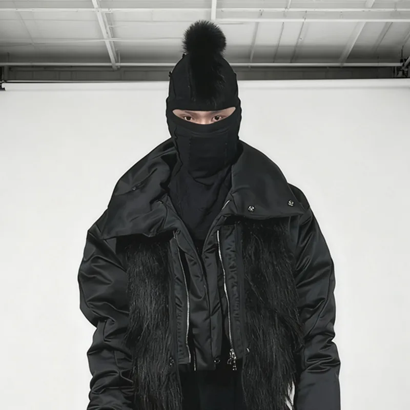 Фото HKSH Autumn New Man Tide Chic Punk Хлопковая шляпа Waste Land Стильная меховая отделка ирокез Маска для лица Винтажная техническая одежда Лыжные шапки Ins HK14154 №3