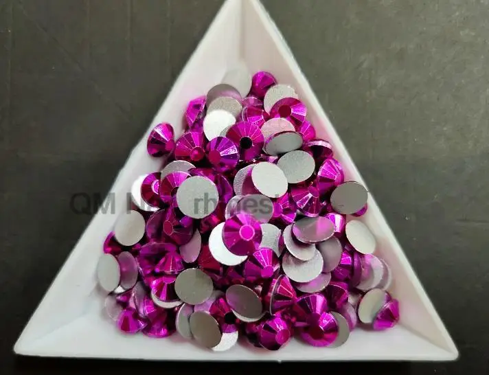 

1440pcs/pack All Size SS3-30 Mine Fuchsia Flat Back Non HotFix Nail art Rhinestone Glass Decorations Garment Mix Rhinestone