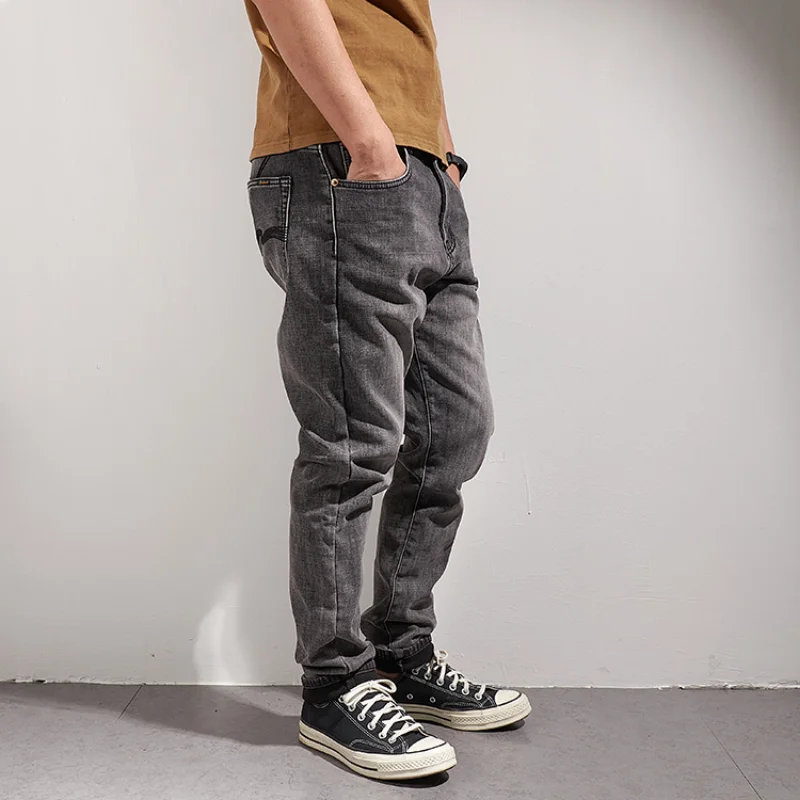 Winter Plush thickened jeans men's autumn and winter new elastic SLIM STRAIGHT pants