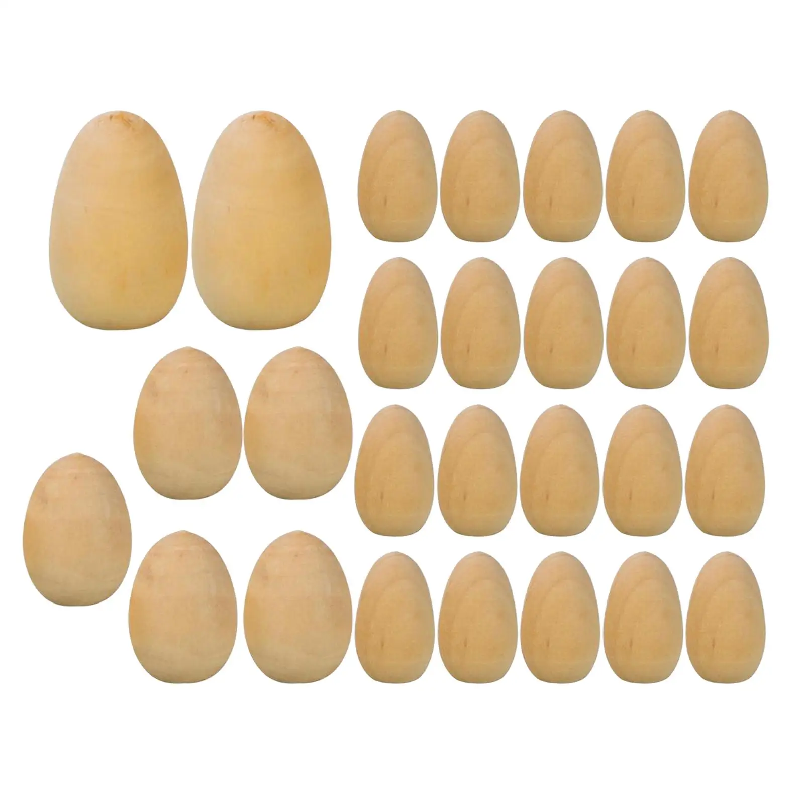 27x Unfinished Wood Eggs with Flat Bottom,Fake Eggs Wooden Blank Eggs for DIY Easter Holiday Craft,Home Decor,Kids Gifts images - 6