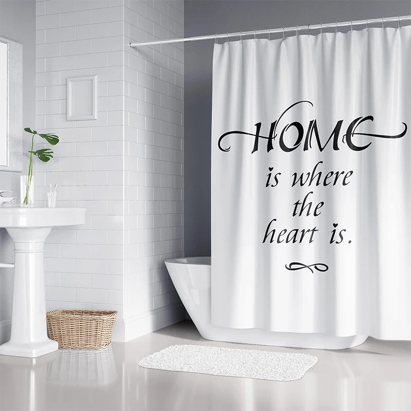 

HOME White Design Shower Curtain 3D Bath Screen Minimalism Bathroom Decor Waterproof Polyester Fabric 71" W x 71" H