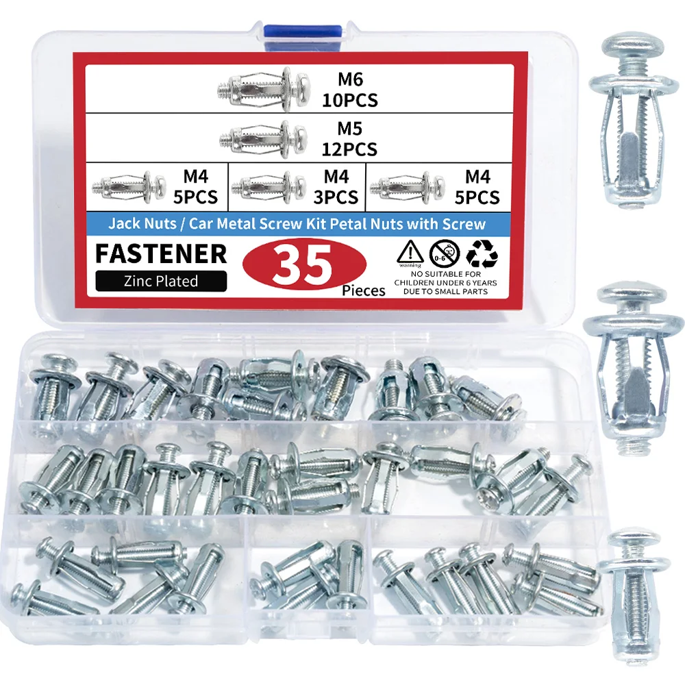 35 шт. жаккардовые гайки/набор металлических винтов для автомобиля Лепестковые