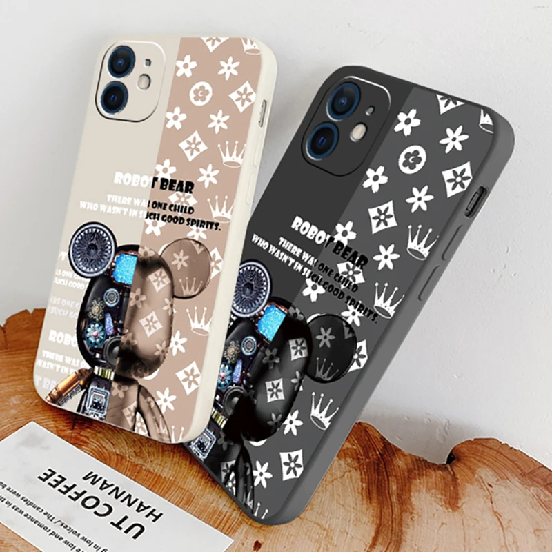

Mechanical Bear Phone Case For iPhone 11 12 13 Pro MAX 8 7 6s 6 Plus 13 12 Mini X XR XS MAX Lens Protective Funda Coque Carcasa