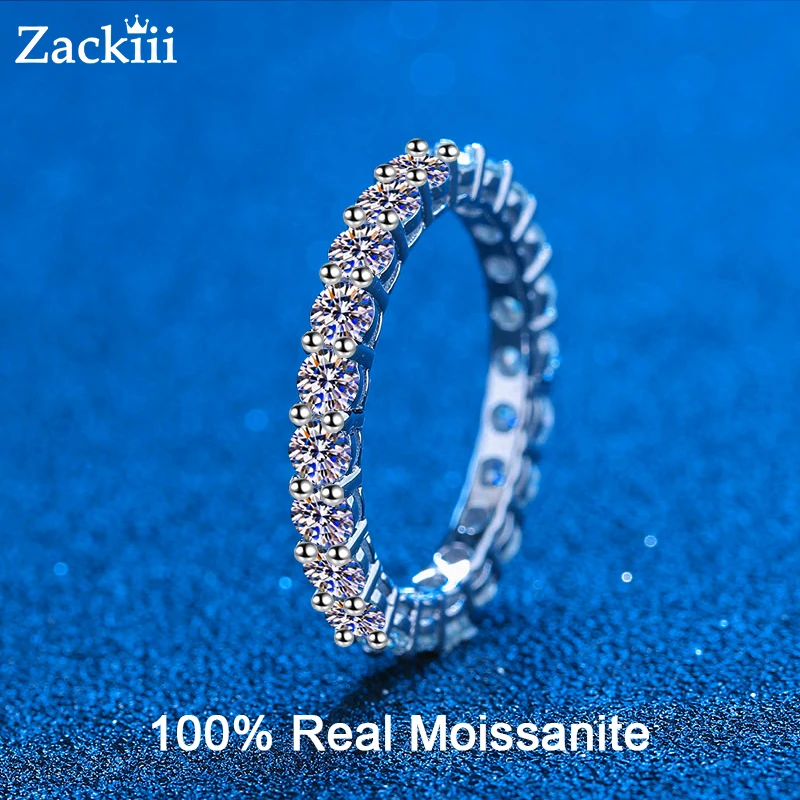 2.2CT 3MM Full Eternity Moissanite Ring D Color Lab Created Diamond Sterling Silver Eternity Wedding Band Ring for Women Gift