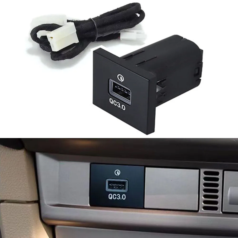 

Car QC3.0 USB Charger Red LED Phone Quick Charge Cigarette Lighter Socket Fast Charging For FOCUS