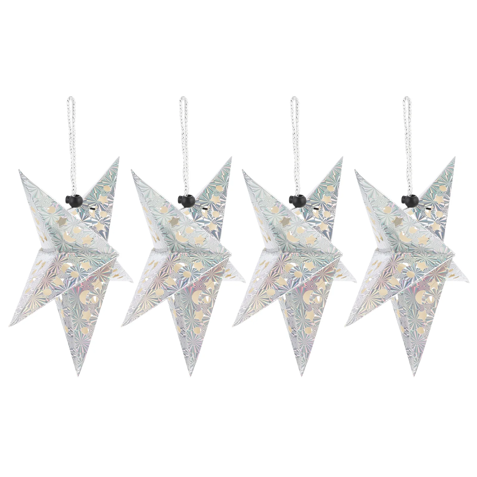 

4 Pcs Pentagram Pendant Christmas Wreath Five Point Star Lantern Ornament Paper