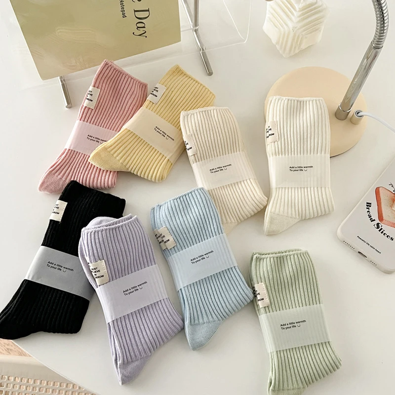 

Women's Long Socks Summer Candy Color Crew Socks Japanese Cotton Breathable Fresh Colorful Socks Middle Tube Kawaii Socks Girls
