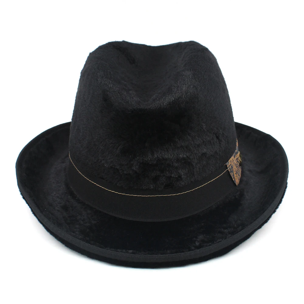Мужчины Женщины Классические Ретро Черные Шапки Из Искусственного Меха Хомбург