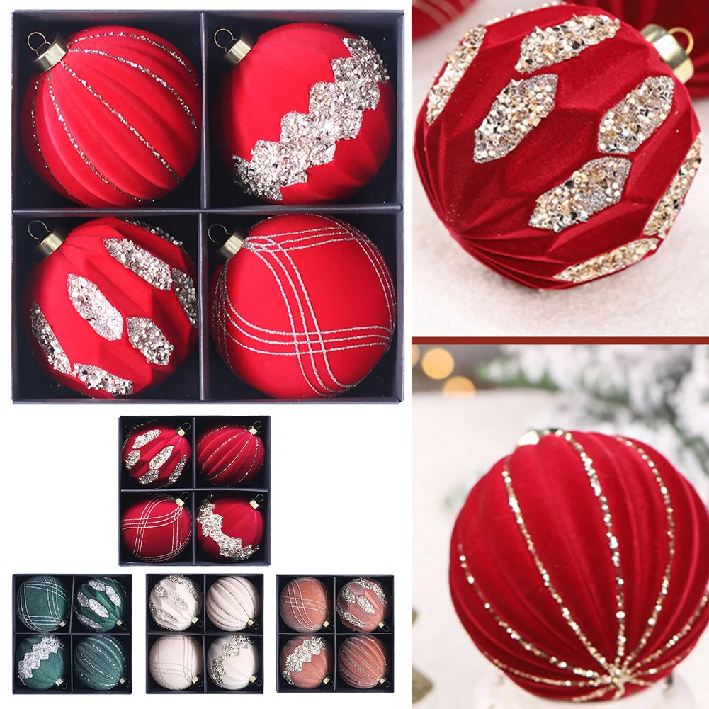 10 см 4 шт. подвески для рождественской елки из ПЭТ алмазные флокированные