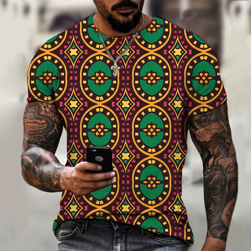 

Men's T-shirts Harajuku Retro Pattern Short Sleeve Cool Loose Hip Hop Clothes Breathable Oversized Casual Style Tops Funny Male