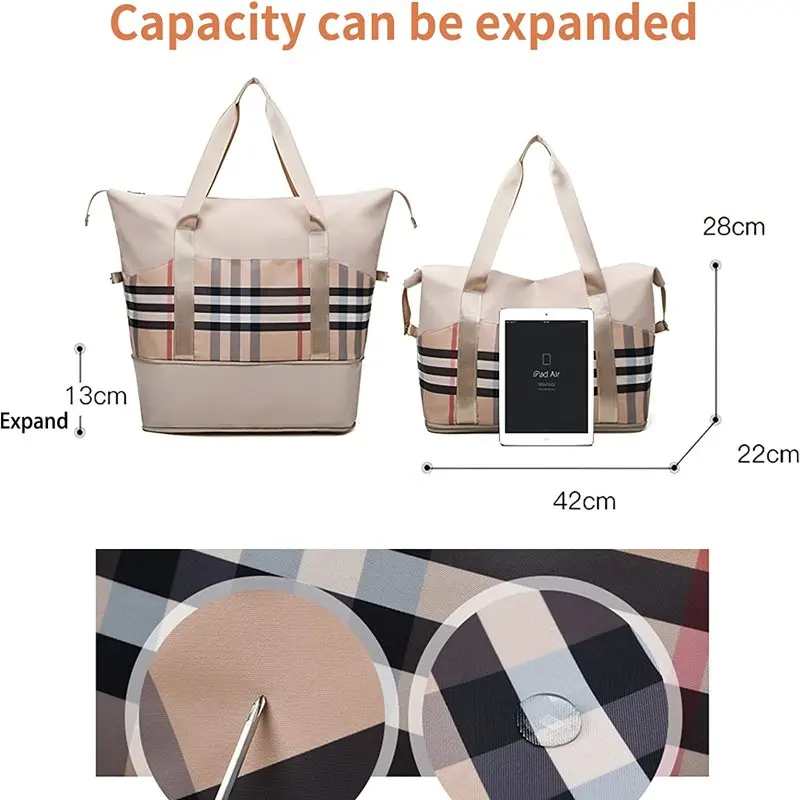 Womens Travel Duffel Bags,Large Capacity Carry On Tote Bag,Expandable Sports Gym Bag With Trolley Sleeve,Weekender Tote Bags For