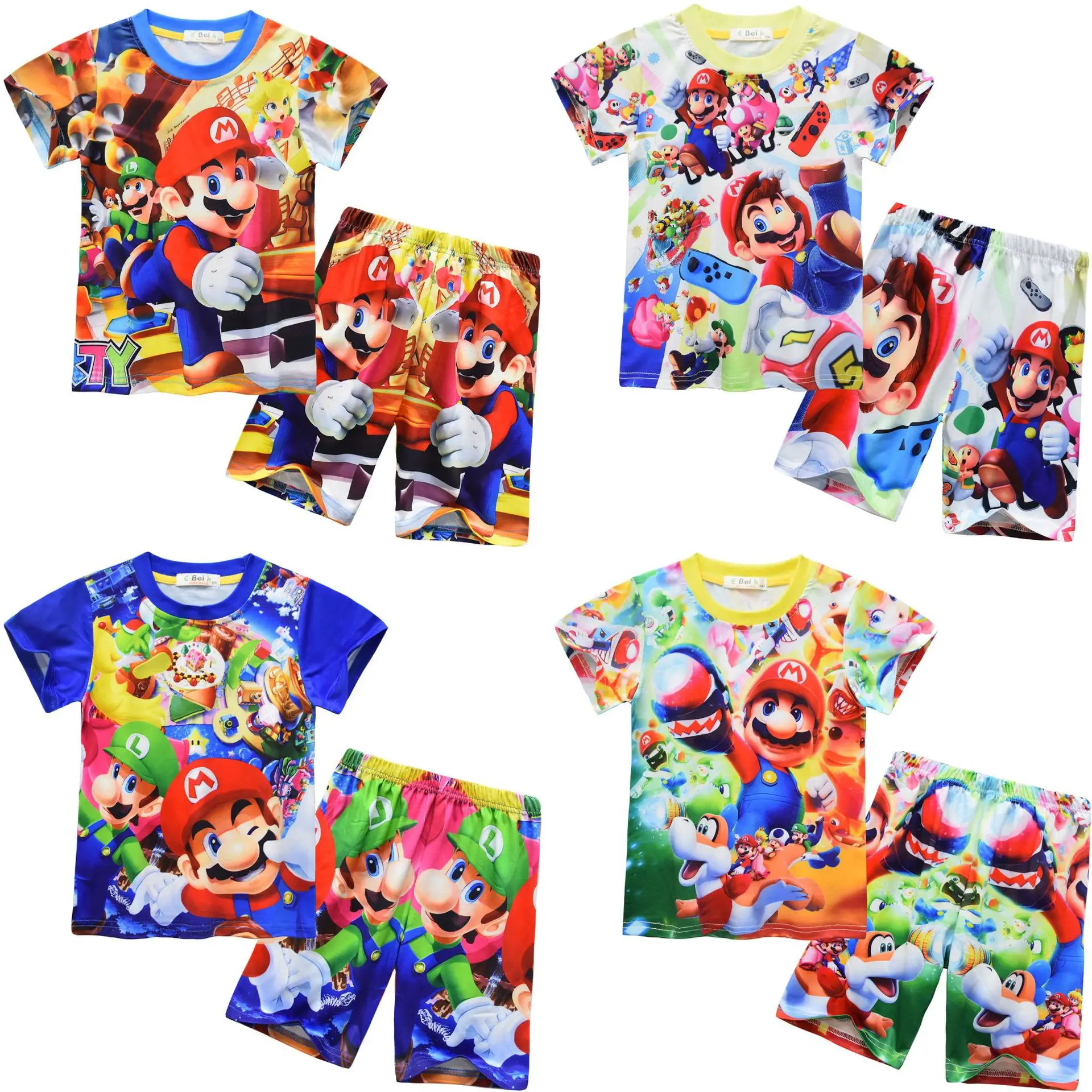 

Super Marioes T-shirt 2 Pieces Kids Summer Sportswear Set 3d Printing Short Sleeve Shorts Youth Fashion Comfortable T-shirt