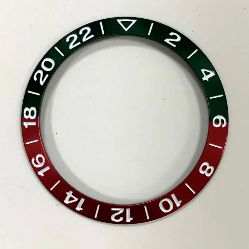 38mm Aluminum Ring GMT2-22 Font Sloping Various Colors Watch Bezel Insert Fits 40mm Kelpie Watch Case Watch Accessories Parts