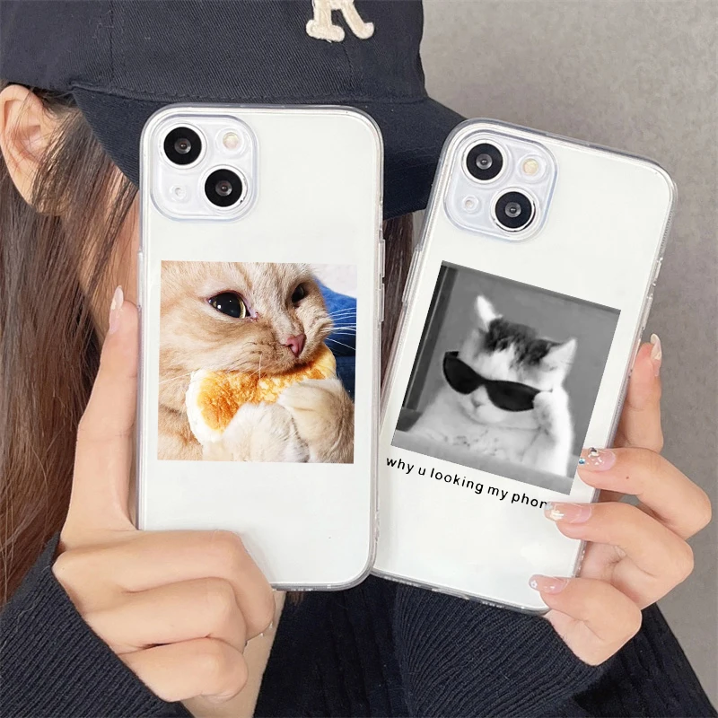 

Cute Cats Dogs Photos Phone Case for IPhone 14 Pro 11 13 12 Mini X XSMAX XR SE 7 8Plus Animal Pattern Clear Soft TPU Cover Shell