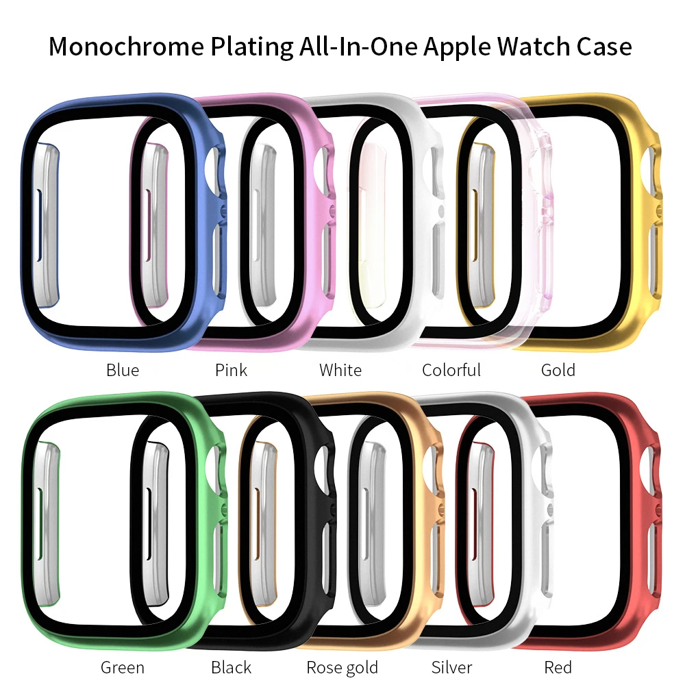 

Glass+Cover For Apple Watch Case 45mm 41mm 44mm 40mm 42mm 38mm Bumper Tempered Case Screen Protector Iwatch Serie 7 6 SE 5 4 3 2