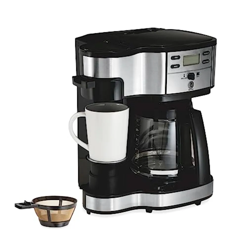 

2023 New Hamilton Beach 2-Way 12 Cup Programmable Drip Coffee Maker & Single Serve Machine, Glass Carafe, Auto Pause and Pour