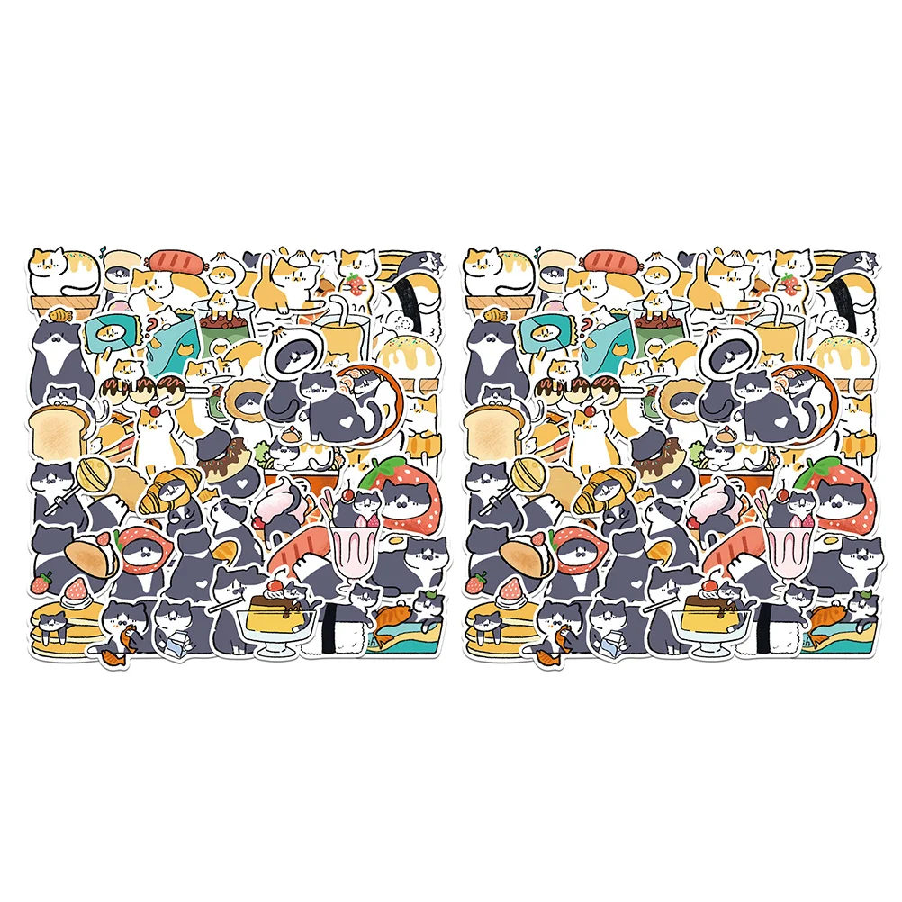 

2 Sets Decorative Stickers Waterproof Kids Animal Graffiti Suitcase Note Diary Plastic Cartoon DIY Child Cat
