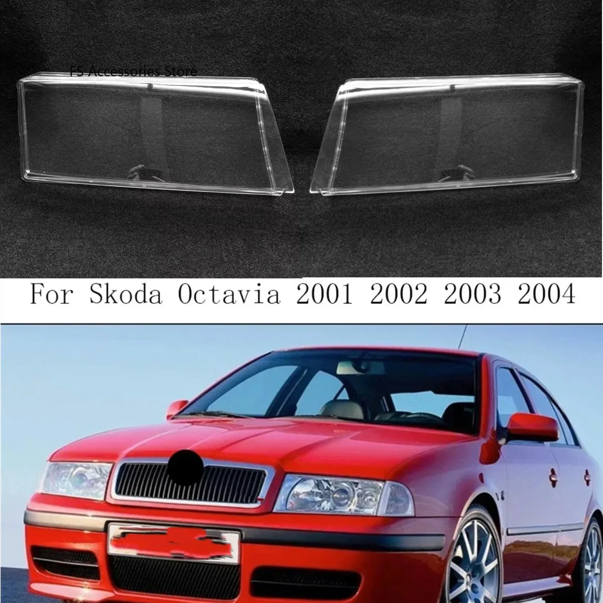 

Пара чехлов для линз фар для Skoda Octavia 2001 2002 2003 2004, прозрачный абажур, чехлы для фар, корпус передней фары
