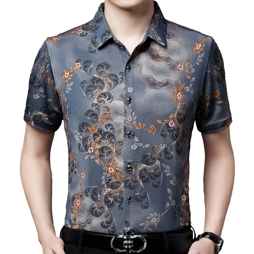 

2022 Fashion Summer Short Sleeve Mens Clothing Luxury Hawaiian Print Shirt for Men Shirts Vintage Streetwear Jerseys Dress 1266