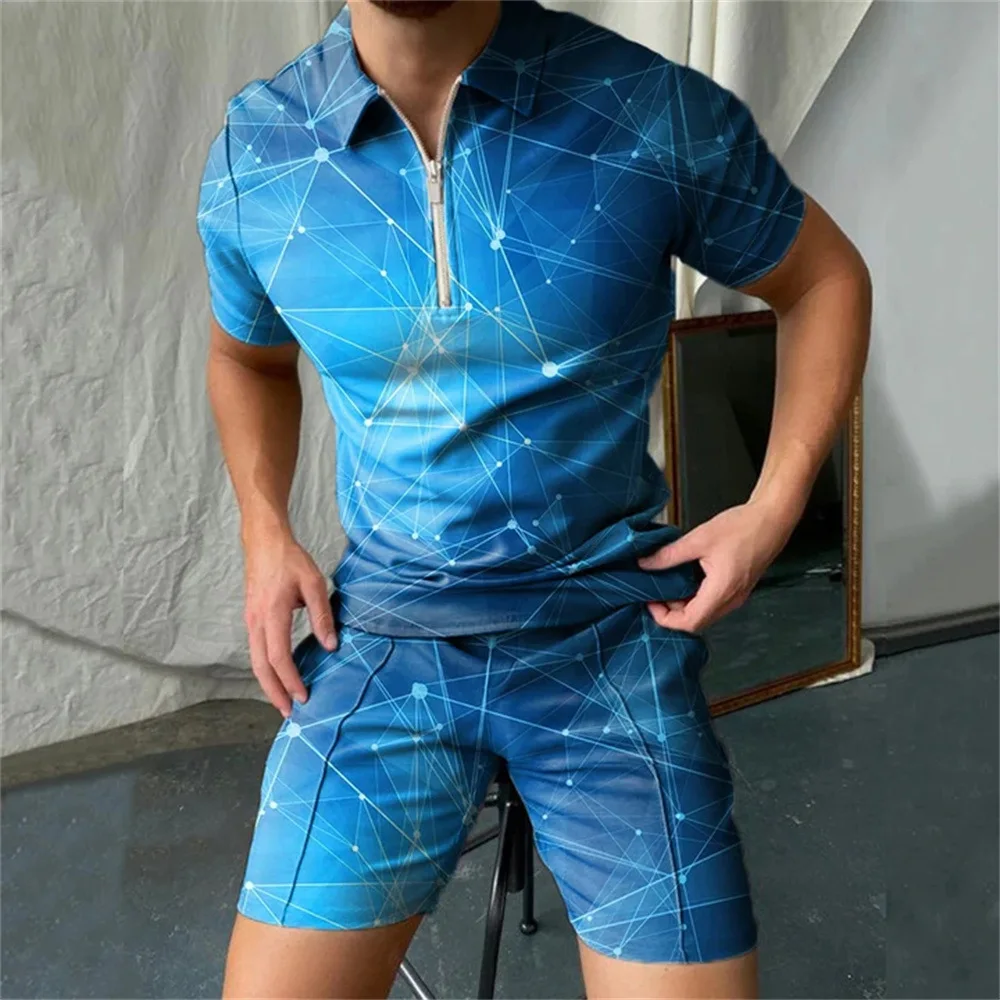 Men's Tracksuit Casual Summer Short Sleeve Polo Shirt and shorts Suit two-Piece Set Male Clothing Streetwear Clothes for Men