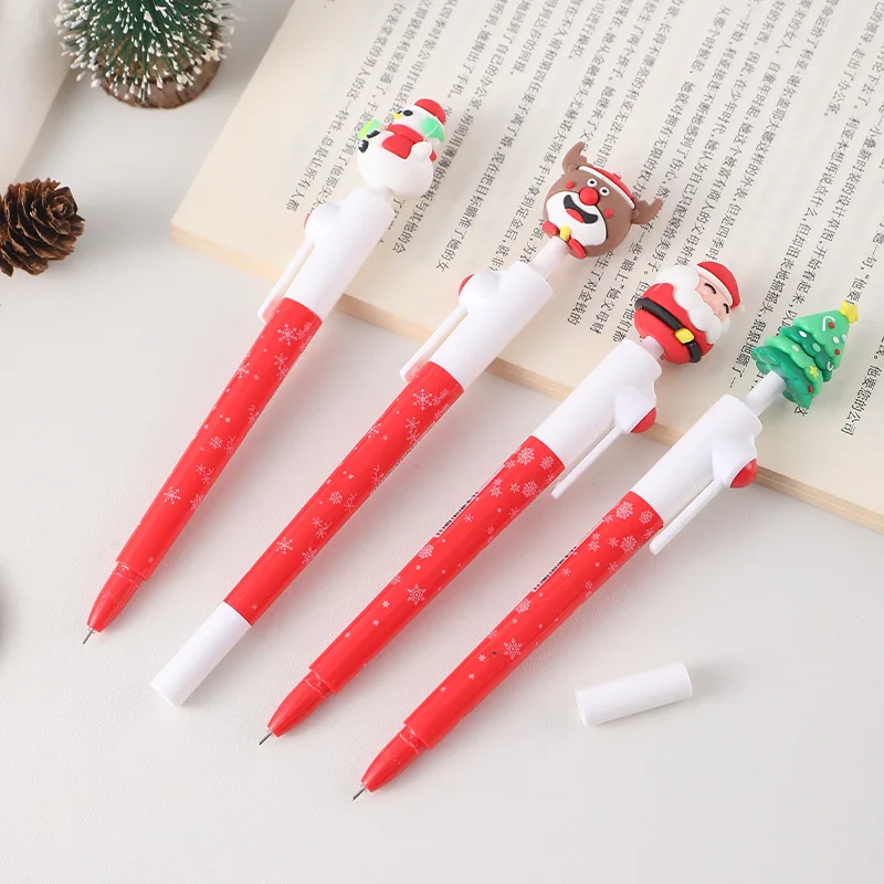 

12Pcs Christmas models cartoon pen neutral pen black neutral pen school office stationery supplies