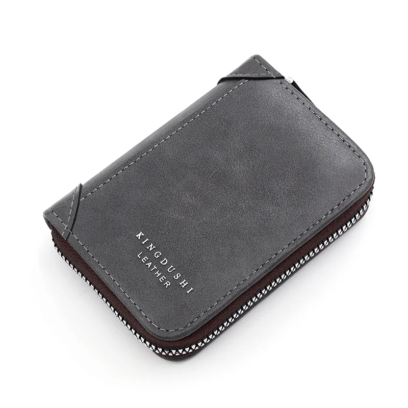 Men's Short Wallet Mini ID Card Holder Multi Card Slot Zipper Coin Purse Business Leather Money Bag PU Key Ring Soft Clip 2023