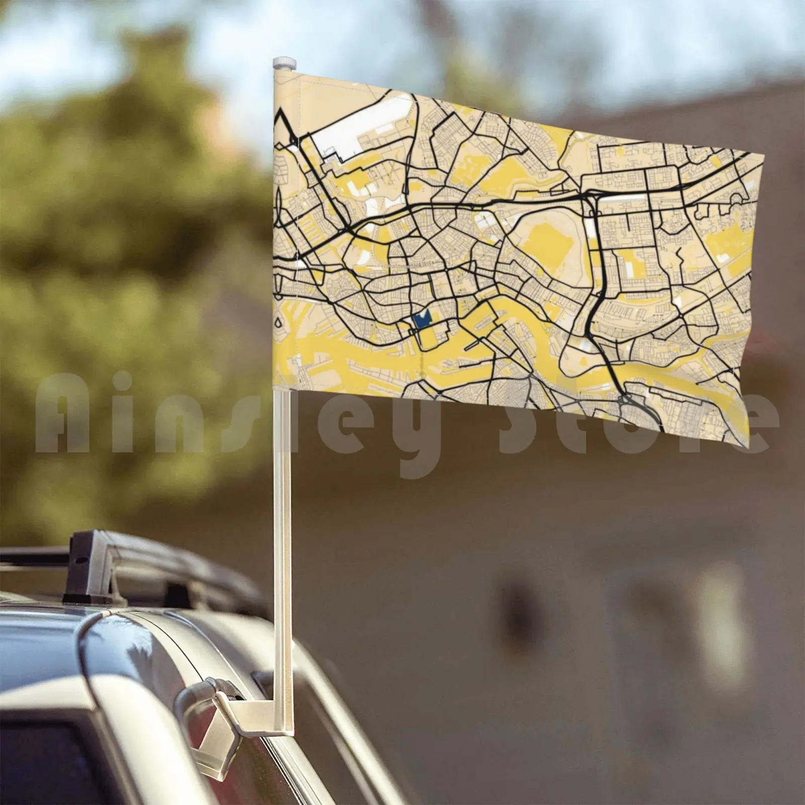 Карта с желтым принтом Роттердам цветная карта принты уличный декор флаг