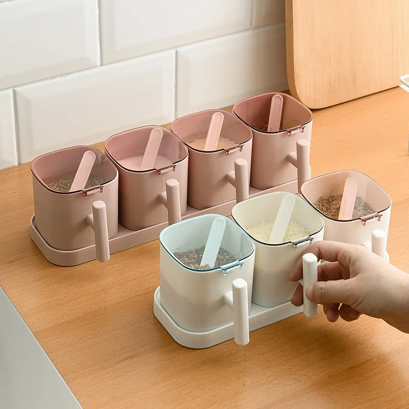 seasoning boxes set pepper sugar bowl salt spice shaker storage jars gadget kitchen accessories organizer condiment container free global shipping