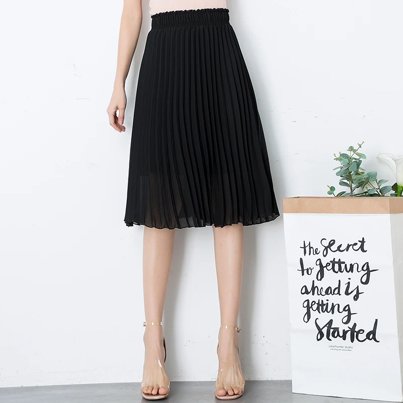 Летние шифоновые юбки для женщин новая модная эластичная шифоновая