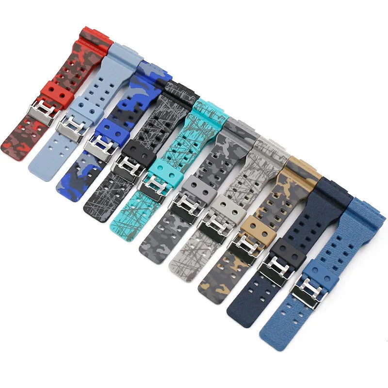 Wholesale 10Pcs/Lot Resin Watch Band Watch Straps G-shock Camouflage Strap GA-110 120 400 GD-120 10 Colors Available New