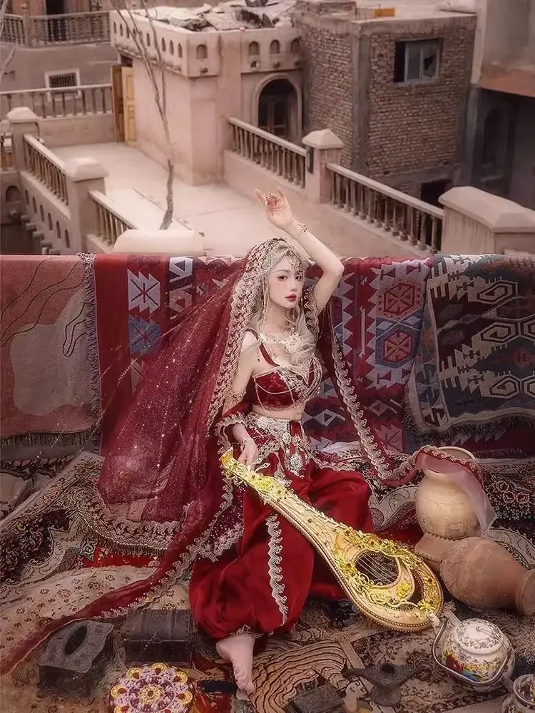 Танцевальное платье дорожный костюм красное принцессы древнего города юбка в