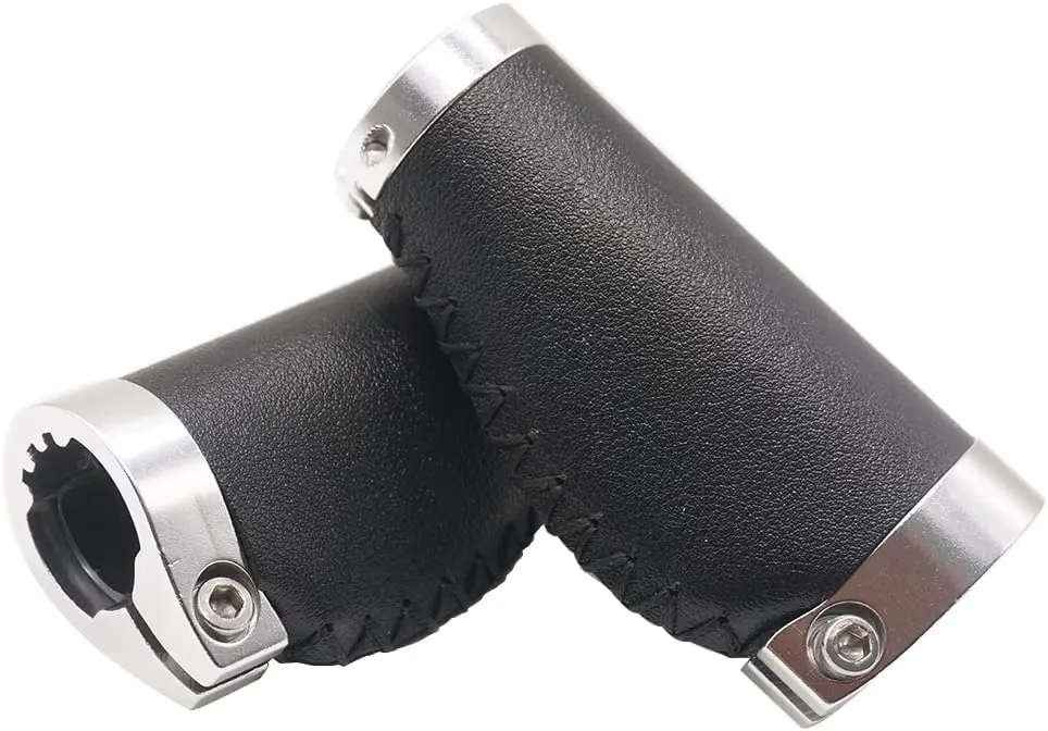 

Bike Short Handle Grips Non-Slip PVC Microfiber Leather Ergonomic Hand-Sewn Casual Retro Double Lock-on Handlebar Lever for Bike