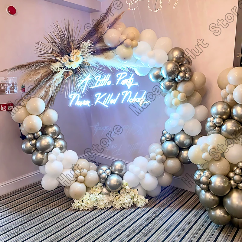 

Воздушные шары из белого серебра, украшение для свадьбы, дня рождения, вечеринки, вечеринки в честь будущей матери, пол, предметы интерьера, ...