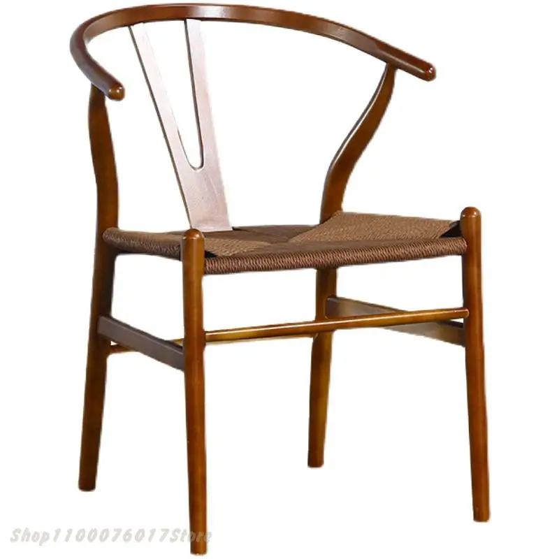 Стул из твердой древесины для домашней столовой Taishi New Chinese с деревянной спинкой и подлокотниками Y Tea.