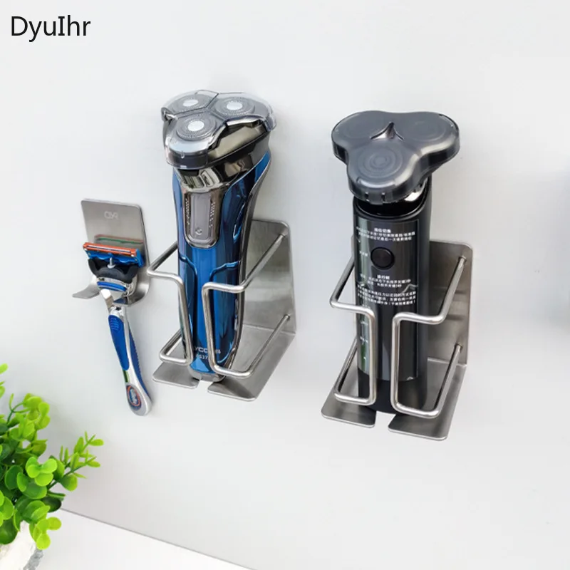 

DyuIhr Electric Shaver Shelf Bathroom Stainless Steel Perforation-Free Wall-mounted Shaver Storage Rack Bathroom Accessories