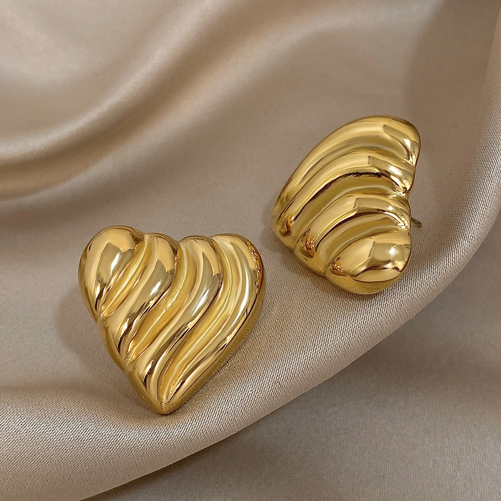 Серьги-гвоздики из нержавеющей стали женские толстые серьги золотого цвета в